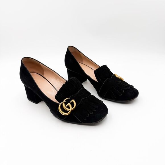 Gucci Shoes - Gucci GG Marmont Loafers Pumps Kiltie Fringe Block Mid Heel Size EU 38.5 US 8.5